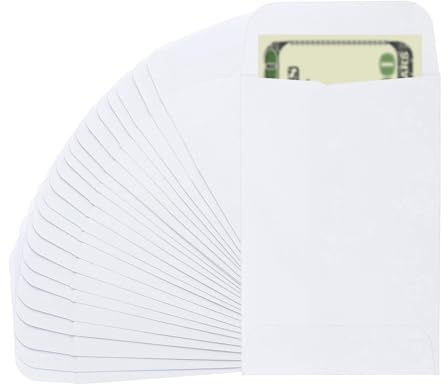 PATIKIL 25 Stück Mini Briefumschläge 57x88,9mm, Kuvert Etwas größer als DIN A8 für Kreditkarten, Gutscheine, Ausweise, Geschenkkarten, Visitenkarten und kleine Belege, Weiß