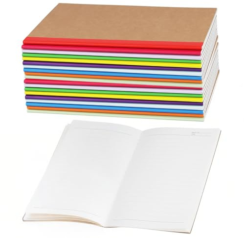 NGOSUET 20 Stück Notizbuch A5 Liniert, 30 Blatt/ 60 Seiten Braun Kraft Cover Notizheft Klein in 10 Farben, 80gsm Skizzenbuch A5 Notizbücher Braun Heft für Büro und Schule, 14 x 21cm