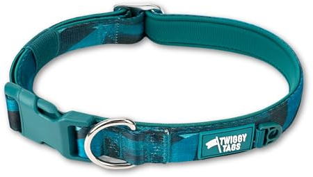 Twiggy Tags Comfort Collar | Durable & Padded Dog Collar | Quick Release Buckle | Lagoon Teal Blue | Suitable For Extra-Large & Giant Dog Breeds