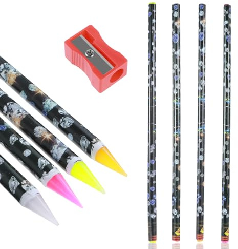 Larrel Lot de 4 stylos de peinture diamant autocollants - Stylo à strass - Stylo de perçage - Avec taille-crayon - Accessoires de peinture diamant - Outils de manucure
