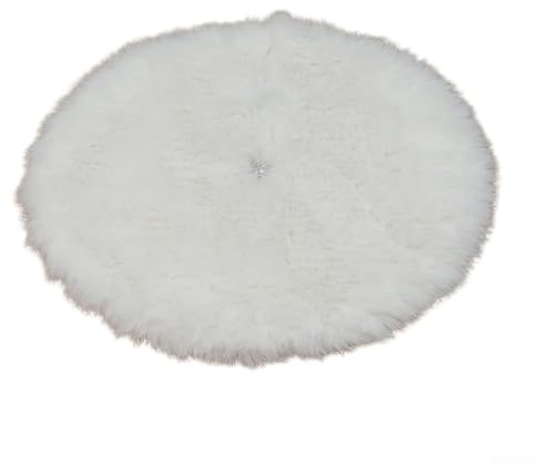Tappetino per albero di Natale, base rotonda da posizionare intorno all'albero di Natale, decorazione per le vacanze (bianco, 55,1 cm)