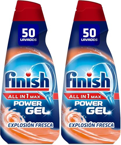Finish All in 1 Max Power Gel Frescor Antiolor, Detergente Gel para el Lavavajilla, 50 lavados (Paquete de 2)