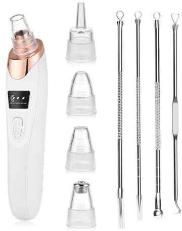 Mitesserentferner Porenreiniger Porensauger Gesicht,3 Saugstufen,5 Köpfe,Porensauger für Tiefenreine Haut,Blackhead Remover als Elektrisches Gesichtsreinigungsgerät,Ideal für Mitesser Nase Entfernen