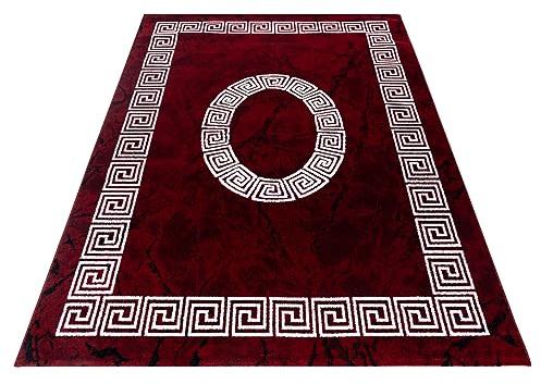 KADIMA DESIGN Designteppich Mäander Barock Pflegeleicht Praktisch Waschbar Belastbar Strapazierfähig Rot 120x170 cm Wohnzimmer Flur Oeko-TEX Zertifiziert | INN