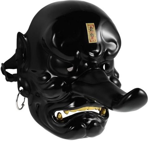 Kichvoe Große und Leichtem Design aus Kunststoff Japanische Tengu Maske mit Traditioneller Handwerkskunst Dekorative Wandmaske für Halloween und Maskenball