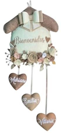 Fuoriporta Casetta Personalizzata - Benvenuti - Fuori Porta Personalizzato - Decorata con Cuori e Rose in feltro e pannolenci - Handmade - Made in Italy - Pri Frog
