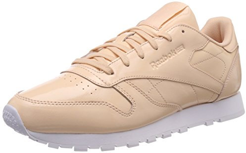 Reebok Cl Lthr Patent, Damen Fitnessschuhe, Beige (Desert Dust/White 000), 38 EU