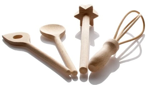 LARES Kinderbackzubehör - 4-teiliges Kinderbackset - Buchenholz/Antihaftbeschichtet - Made in Germany