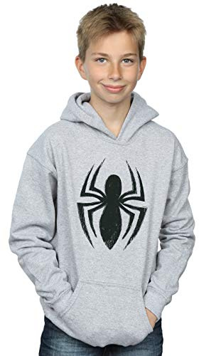 Marvel Boys Spider-Man Ultimate Spider Logo Hoodie Sport Grey 9-11 Years
