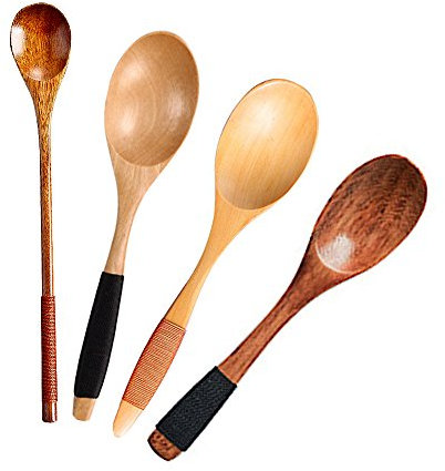 Set of 4pcs Wooden Spoon Long Handle Coffee/Tea/Cooking Soup Spoon
