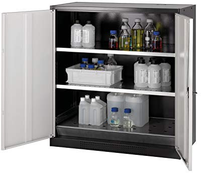 ASECOS Chemikalienschrank CS RAL 7016/RAL 7035 2xTA zur Lagerung von Nicht entzündbaren Gefahrstoffen in Arbeitsräumen
