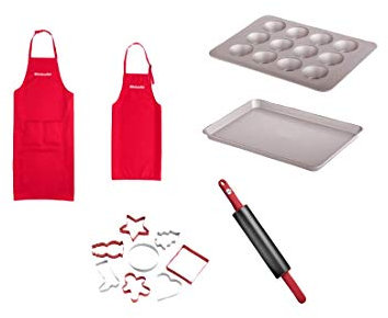 KitchenAid Family Baking Set, Rolling Pin (KG318ER), Aprons, Muffin, Baking Tray and Cookie Cutters