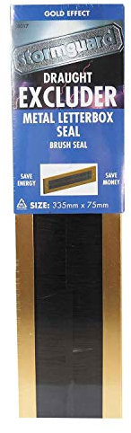 Stormguard Letterbox Draught Excluder Seal Brush with Flap Letter Box Metal Weather Cover (No Flap, Gold)