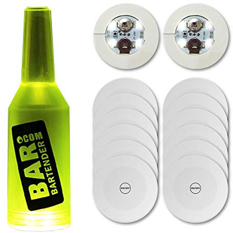 10 posavasos con barra LED, pegatinas LED, posavasos con luz para bebidas, portavasos, luces para botella de vino líquido, perfecto para fiestas, bodas, bar