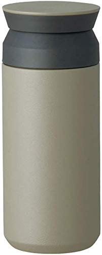Kinto Reisebecher 350 ml/500 ml, Wasserflasche, vakuumisolierte Thermosflasche, Sportflasche, edelstahl, khaki, 350ml