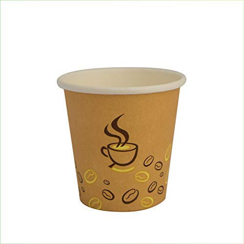 Palucart 500 bicchieri in carta per caffe 90ml colore Avana con Grafica Tazzina Chicco di Caffè(3 oz) bicchierini biodegradabili cartoncino