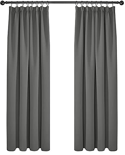 Deconovo Blickdichte Gardinen Dicke Thermovorhänge Verdunkelungsvorhänge mit Kräuselband, 210x140cm(HöhexBreite), Hellgrau, 2er Set