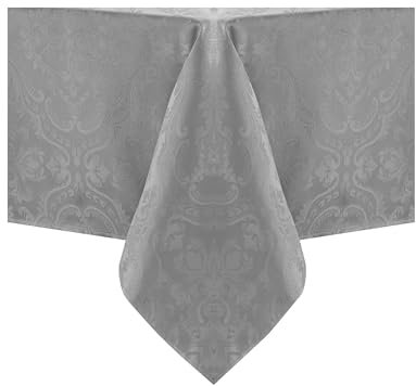 Elrene Caiden Elegance Damast-Tischdecke, Polyester, Silber, 120 x 60 (Rectangular)