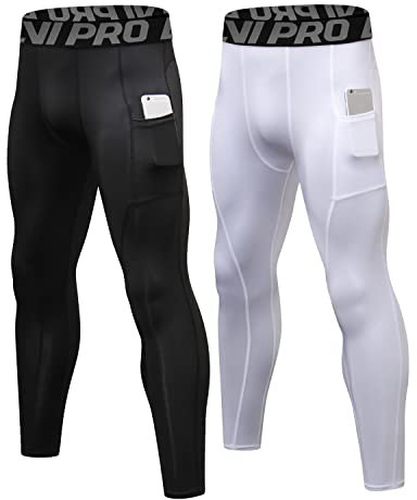 LNJLVI Kompressionshose Herren Sport Leggings Atmungsaktive Trainingshose für Jogging Fitnessstudio Laufen (Schwarz-Weiß,S