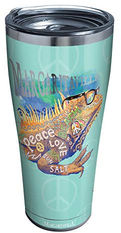 Tervis Margaritaville - Peace Love Salt Triple Walled Insulated Tumbler Travel Cup Keeps Drinks Cold & Hot, 30oz Legacy, Stainless Steel