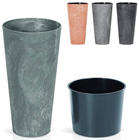 Blumenkübel Blumentopf Pflanzkübel Übertopf Beton-Optik oder Corten-Optik mit Einsatz Slim Vase Pflanztopf Beton Design (400 Corten)
