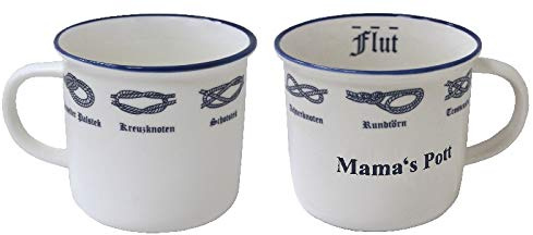 Rahlf Becher mit Knoten, Mama´s Pott, innen Ebbe & Flut, ca 13x9 cm