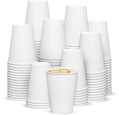 EcoWise 200 White Paper Cups - Single Wall White Paper Cups for Hot & Cold Drinks - 8 Oz Eco-Friendly Biodegradable Disposable Party Cups