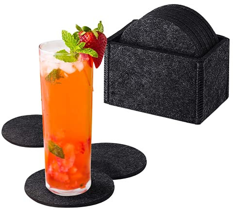 Untersetzer Filz Feltcoaster rund, geeignet für Kaffeetassen, Zubehör Bar, Teekannen und anderes Zubehör zum Schutz jeder Art von Tisch (12 Stück)