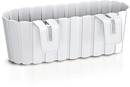 Pot de fleurs en plastique aspect bois à suspendre pour jardin, intérieur ou extérieur (blanc, 1)