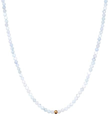 BERGERLIN Aquamarin Halskette hell blau - hellblaue Kette - Gold - M-L
