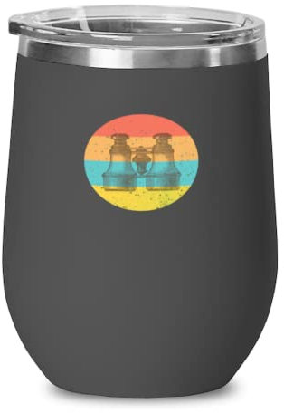 Weinglas, Edelstahl, isoliert, lustig, Fernglas, Vogelbeobachter