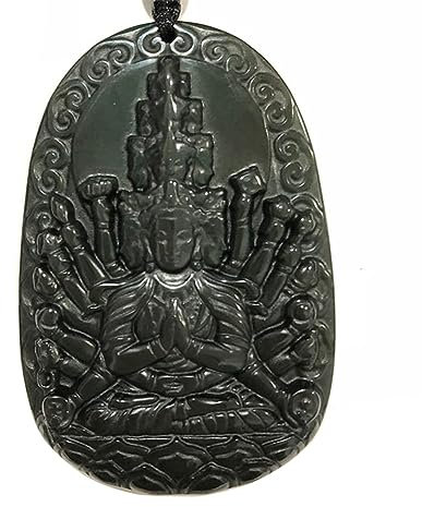 Schwarze Obsidian Halskette Tausende Hände Jade Guanyin Buddha Anhänger Halskette, Zodiac Genus Amulett Halskette (Inkl Zertifikat)