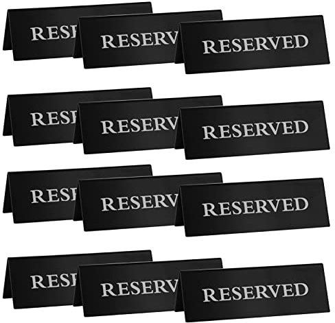 Erthree 12 letreros de mesa reservados acrílicos para boda, doble cara, tipo tienda de campaña, para bodas, fiestas, ceremonias, restaurantes, banquetes (negro)