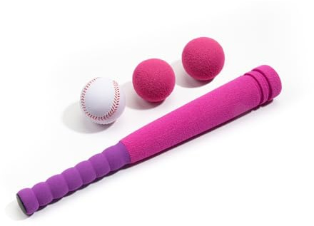 Lemito [MINI Size] 16 Foam Baseball Bat Set for Toddlers 3+, Pink