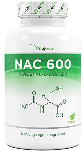 NAC - N-Acetyl L-Cystein 180 Kapseln mit je 600 mg - 6 Monatsvorrat - Ohne Zusätze - Vegan - Hochdosiert - Premium Qualität