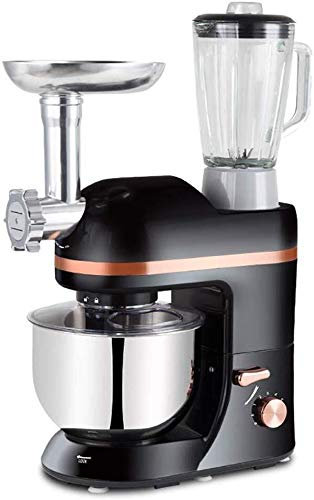Stand Hand Mixer Home Automatic Egg Beater, Multi-Functional Stand Mixer Tilt-Head Stainless Steel 5L Chef Machine Dough Mixer, Meat Grinder, Juice Blender (Color : Black) (Color : Black) (Black