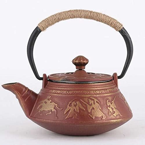 MUENG Gusseisen -Teekanne, 500 ml Teekessel mit Edelstahl -Infusseure, japanischer Gusseisen -Teekessel -Kocher Safe, Tee -Topf mit emailliertem Innenraum für losen Tee