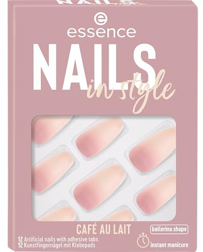 essence nails in style, Künstliche Fingernägel, Nr. 16, Nude, Expressergebnis, sofortiges Ergebnis, glänzend, farbintensiv, Nanopartikel frei, 1er Pack (12pcs)