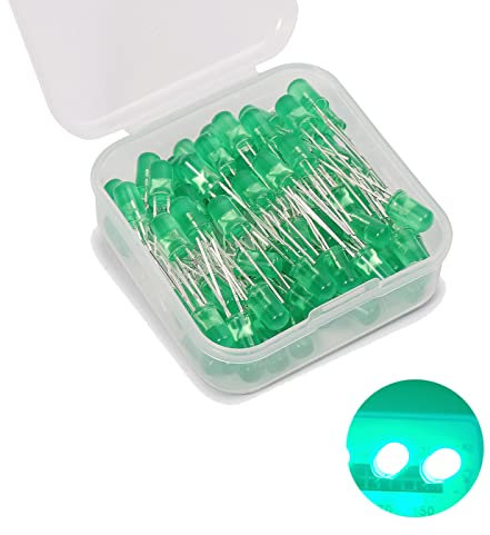5mm LED Leuchtdiode, 80 Stück Grün LED Dioden, 5 mm LED Sortimentskits für Wissenschaftsprojekte, Schulen und Heimwerkerprojekte (5 mm 80 Stück)