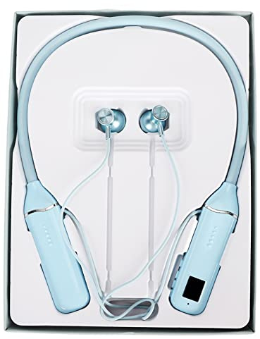 Nackenband Kopfhörer Bluetooth 5.3 – Wireless Headset mit IPX5 Schutz, Schweißfest, Tiefer Bass, LED Power Anzeige für Anrufe, Musik & Sport (Blau)