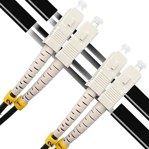 Elfcam® - 20m Câble à Fibre Optique SC/UPC vers SC/UPC OM3 Duplex Multimode 50/125um G657A2 pour Extérieur et Intérieur, 20 Mètres