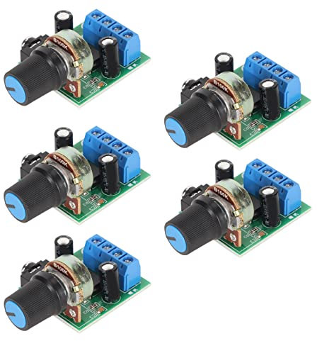 Vikye 5Pcs LM386 0.5W-10W Mini Power Amplifier Board, Audio Amplifier Module DC 3-12V with Power Indicator Light and Onboard Volume Control