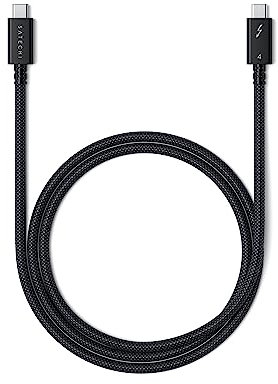 Satechi Câble Certifié USB-C Thunderbolt 4 (1 m) Affichage 8K/60Hz, Transferts à 40Gb/s, PD 240W, PCIe, Compatible Thunderbolt 4/3, USB4, USB-C, pour MacBook Pro, Hubs, Stations d'accueil et Plus