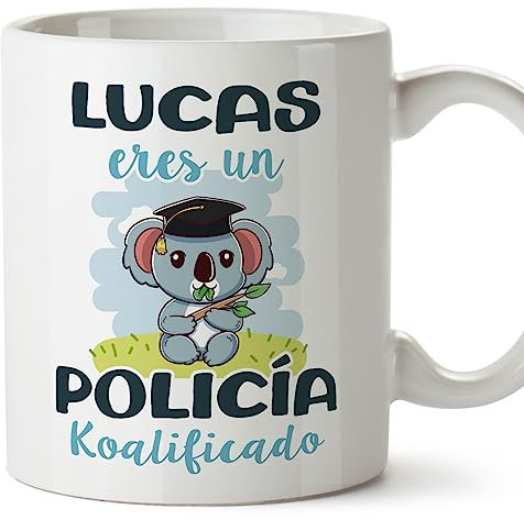 MUGFFINS Tazas Personalizadas para POLICÍA - En Español - Koalificados Personalizados - 11 oz / 330 ml - Regalo Personalizable original y divertido