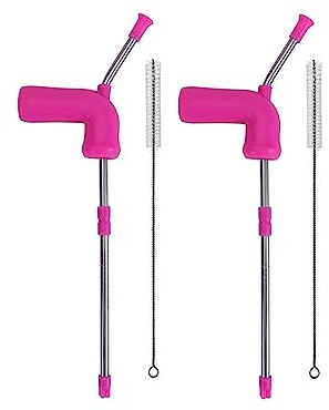 Denxahao 2 Stück Bier Schnorchel, Bierschnorchel Bierzapfer Party Spender Bierspender Doppelter Bierschnorchel Bierzapfanlage Bier Bong Trichter mit 2 Reinigungsbürsten (2pcs/Rosa)