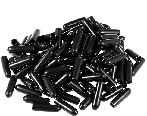 TA-VIGOR 100Pcs Rubber End Caps, 2.5mm ID Round Flexible Screw End Caps Thread Protectors, Black Vinyl Bolt Covers Rubber Covers for Screws, Tubes, Cables, Wires, etc