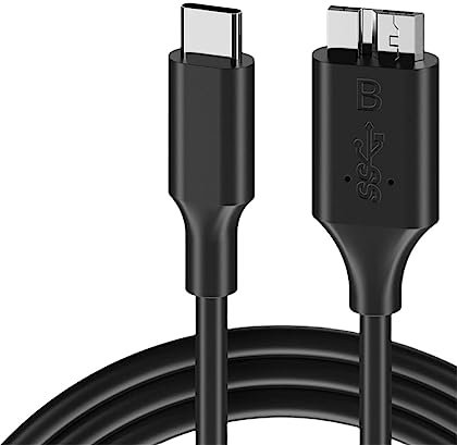 NAERSI USB C to Micro USB Cable, 0.2/1 Meter USB B to USB C Hard Drive Cable Compatible with USB 3.0 External Portable SSD HDD WD Element, Seagate, Toshiba Canvio, Galaxy S5, Camera (0.2 Meter)