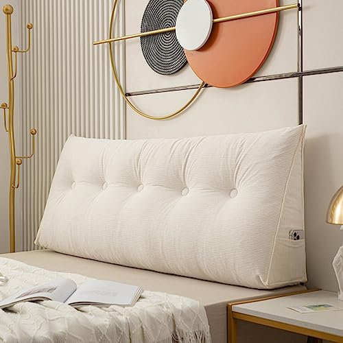 Kopfteil-Keilkissen – weiches Rückenkissen mit abnehmbarem Bezug – 180 x 50 x 20 cm, Lendenwirbelstütze, TV-Kissen für Bett, Sofa, großes Nackenrolle, Lesekissen für Erwachsene und Kinder