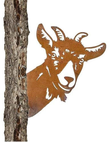 Rost Deko FüR Garten1 Stück Ziegendekoration,Tier Silhouette Tierischer Rost Deko Baumstecker Metall Rost Ziegen Farm Deko Metall Rost Rostige Iron Garden Sculptures,Rost Deko für Garte(Schafe)