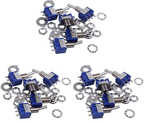 Speesy 15 piezas AC 3A / 250V 6A / 125V ON/OFF SPDT Mini 2 Interruptor de botón de parada posición